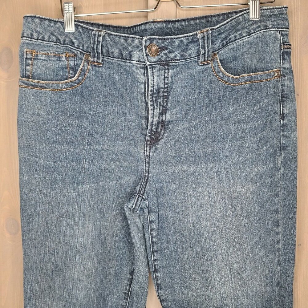 Faded Glory Jeans Womens Size 16 Blue Whisker Washout Denim Slim Straight Leg - Picture 3 of 12